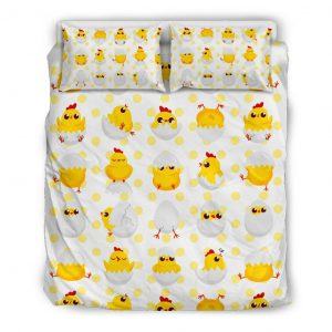 Baby Chickens and Eggs Pattern Bedding Set Queen