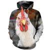 Beautiful White Rooster Head 3D Hoodie