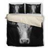 black and white cow head bedding set White