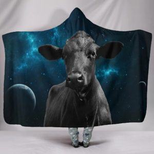 Cow in Galaxy Hooded Blanket