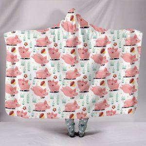 Cute Cartoon Running Pigs Hooded Blanket
