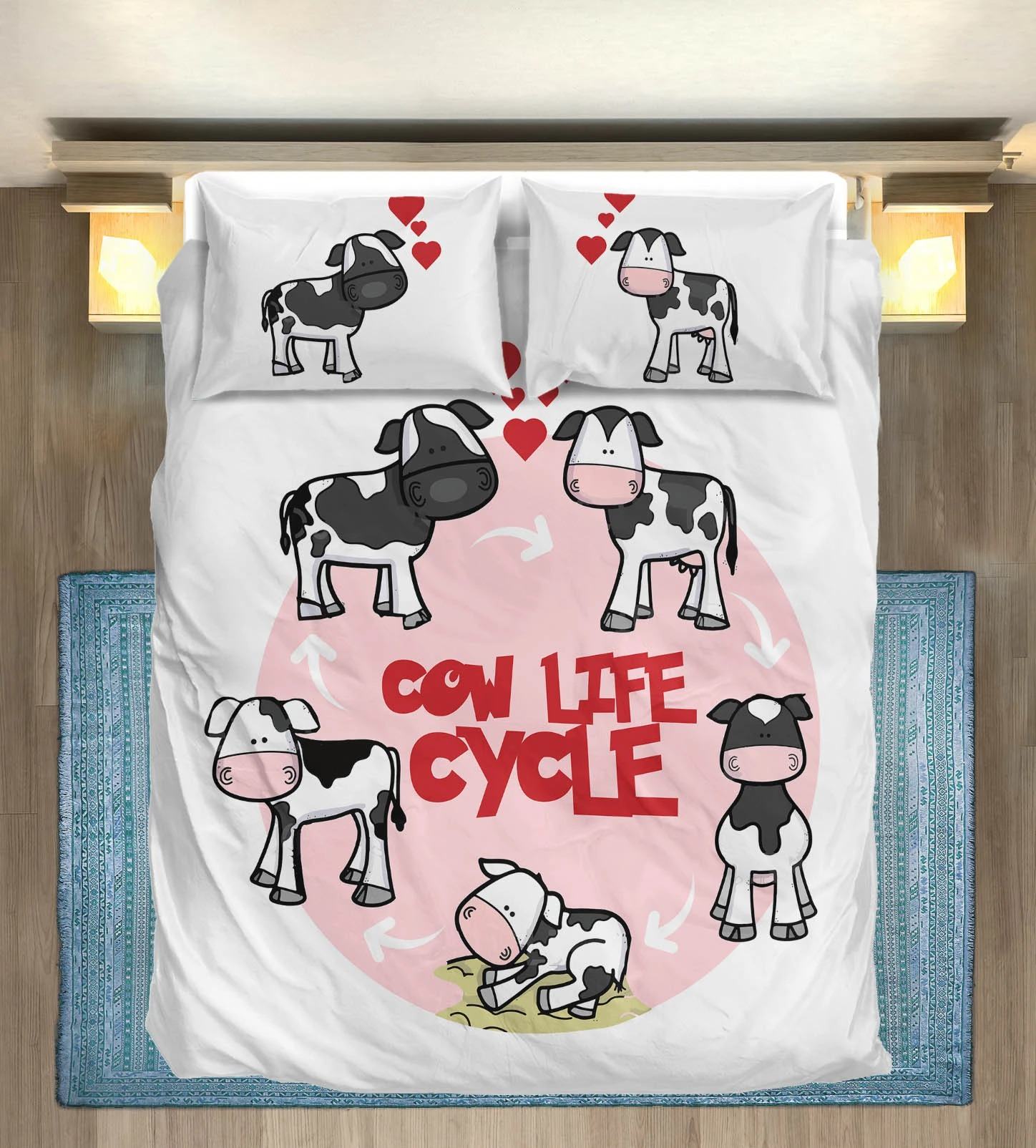 cute cow bedding set cute cow life cycle cartoon bedding set