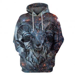 Goat in Night Galaxy 3D Hoodie