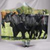 Herd of Black Angus Cow Hooded Blanket
