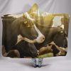 Herd of Cow in Sunset Hooded Blanket