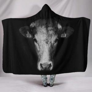 Impressive Black and White Cow Hooded Blanket