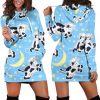 Love Dairy Cows to the Moon Hoodie Dress
