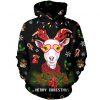 Merry Christmas Cute Goat with Reindeer 3D Hoodie