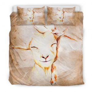 Stylized Drawing Mother and Baby Goats Bedding Set King