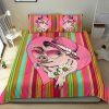 Very Cute Cartoon Pig Lady Wear Hat and Sunflower Bedding Set
