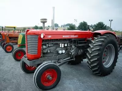 A field of tractors