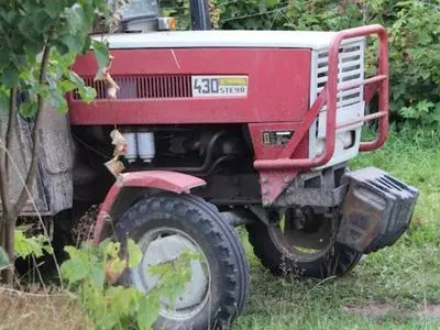 old red tractor